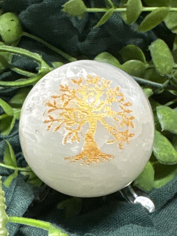 Esfera Selenite Árvore da Vida 4cm