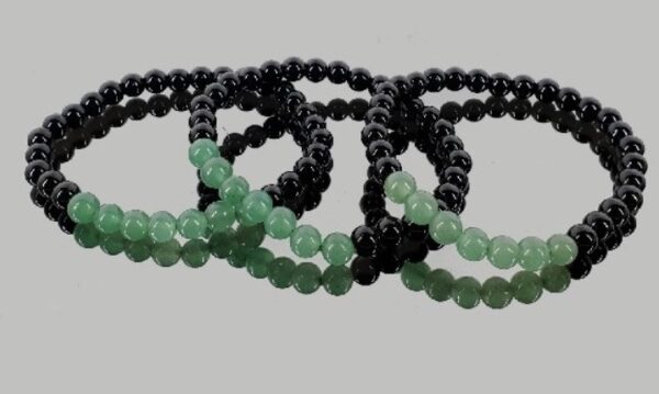 Pulseira Quartz Verde com Obsidiana Negra 6mm