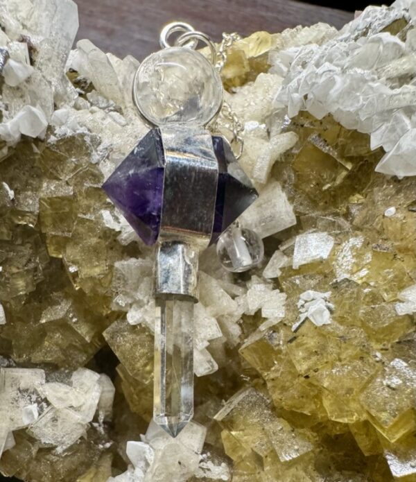 Pendulo e Bastão de Ametista e Quartz 4,5cm