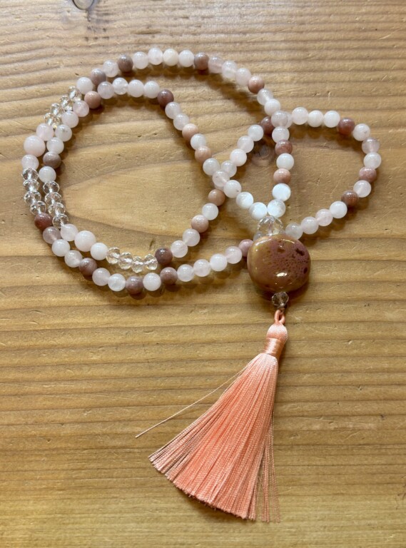 Japamala Quartz Rosa e Rodocrosite. 46cm