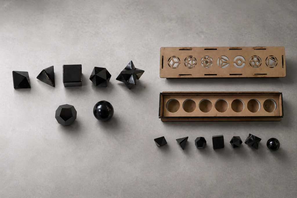 Sólidos Platónicos Shungite, 7 unidades