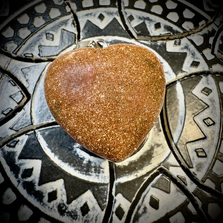 Pingente Coração Aventurina Ouro 23x23mm