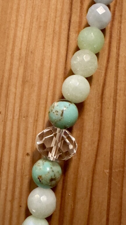 Japamala/Guia Iemanjá. Quartz multifacetado, Jade, Amazonite e Água Marinha. 53cm - Image 5